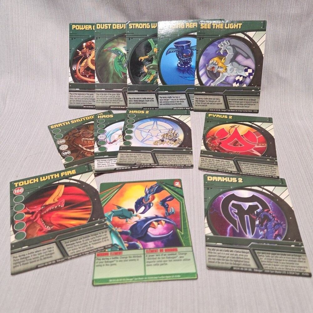 Mixed Lot 12 Bakugan Battle Brawlers Green Ability Cards 2008